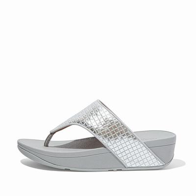 Fitflop Women's OLIVE Metallic Woven Leather Toe-Post Sandals - Silver, MN4925318